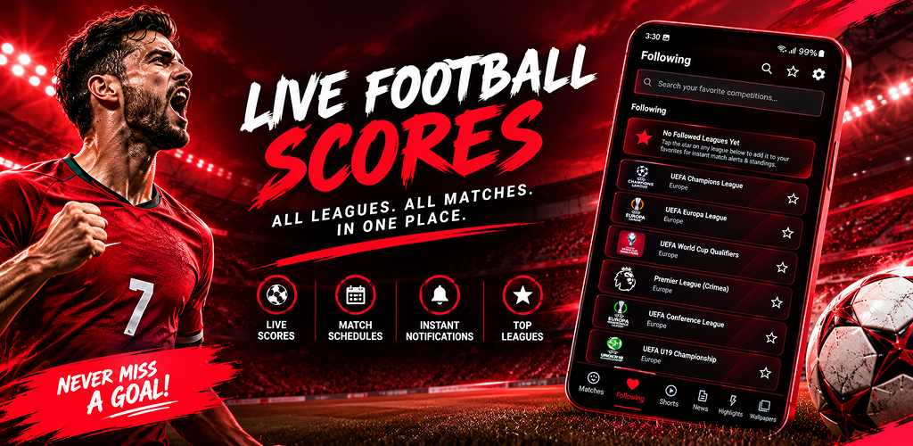 Yacine TV promotional artwork showing its following screen and football scores features